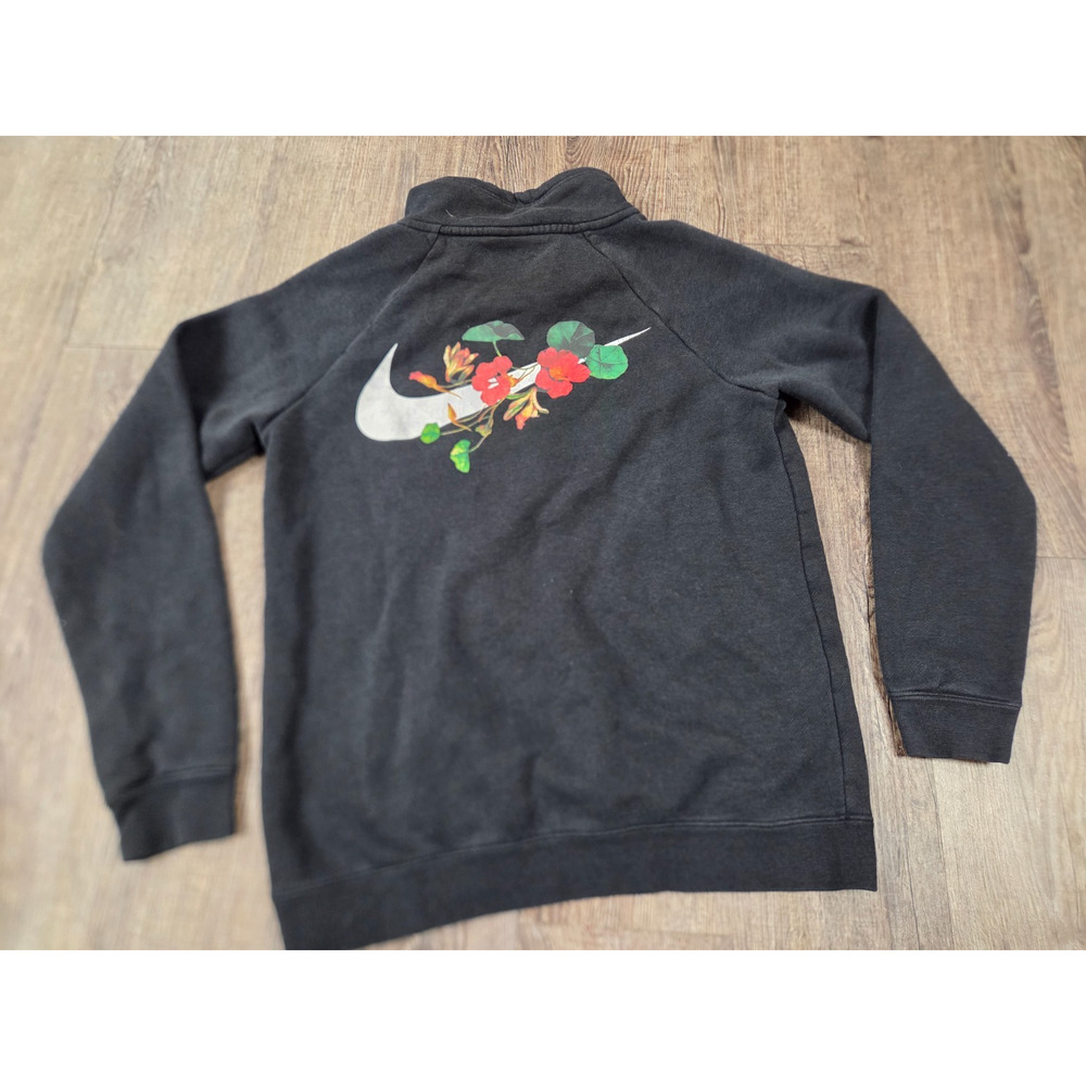 Nike Women's Sportswear Half-Zip Floral Pullover Black BQ8846-010 Size Small